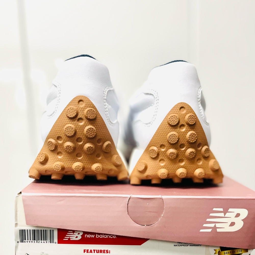 New Balance 327 Golf & Casual LEATHER Women's Sneakers Shoes White Tan size 9 - Picture 3 of 15